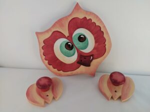 Portemanteau Chouette, corail et terracotta