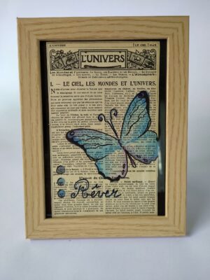 Aquarelle papier du grenier "Papillon bleu"