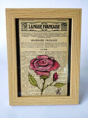 Aquarelle papier du grenier "Rosier rose"